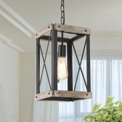 Aziz 1 - Light Lantern Rectangle Modern Farmhouse Pendant UL Certified