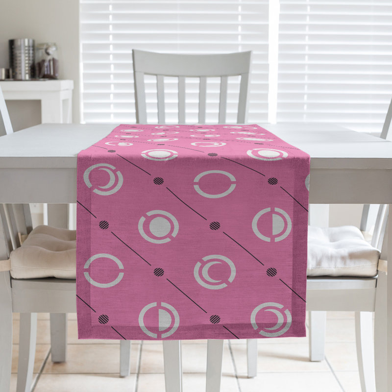 Classic Moon Phases Table Runner, 16" x 72", Light Pink/Black/White