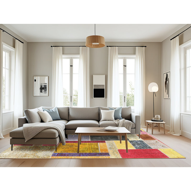 Tapis rouge / jaune / vert Swinsley, Rectangle 8 pi x 12 pi