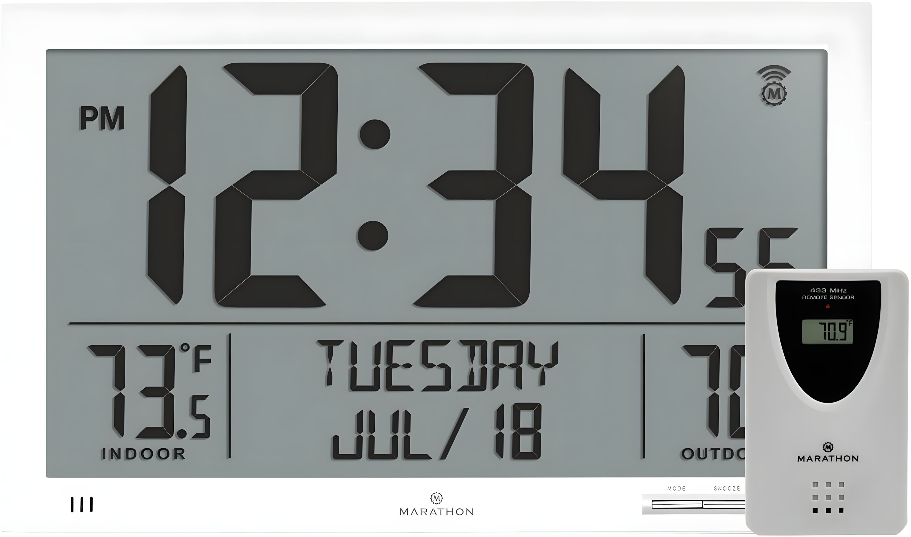 Co-t Slim Atomic Wall Clock With Full Calendar Display, Indoor/Outdoor ...