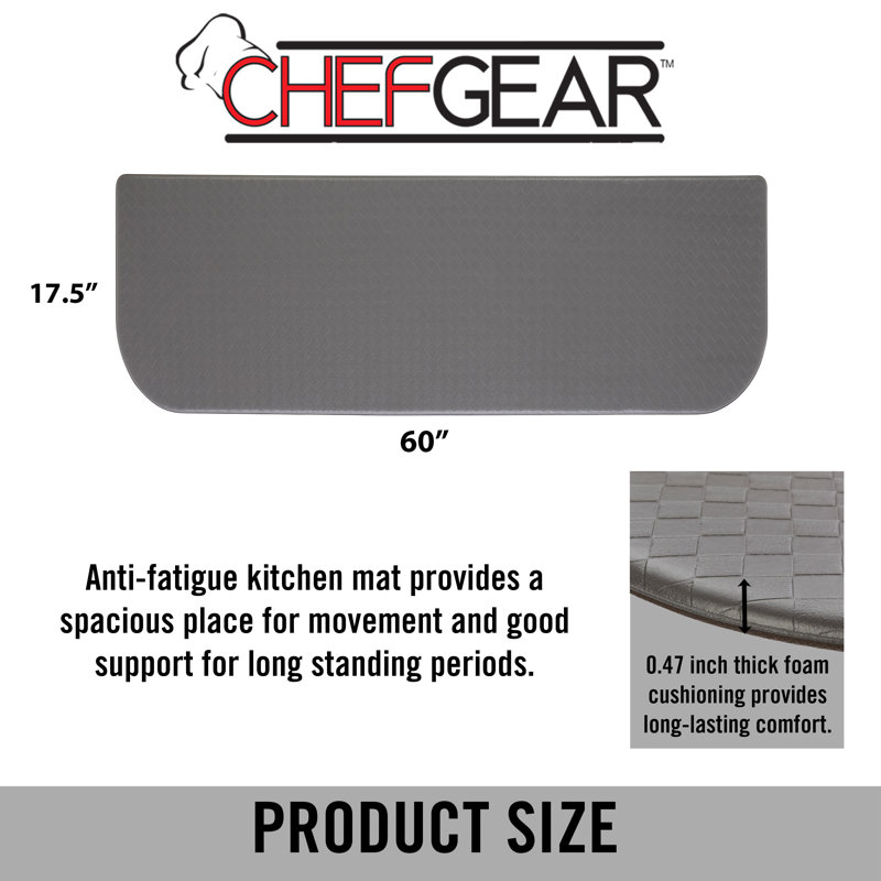 Charcoal Gray PVC Semi-Circle Anti-Fatigue Kitchen Mat