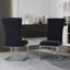Ensemble de table de salle à manger moderne noir et doré avec chaises en velours noir-447843155