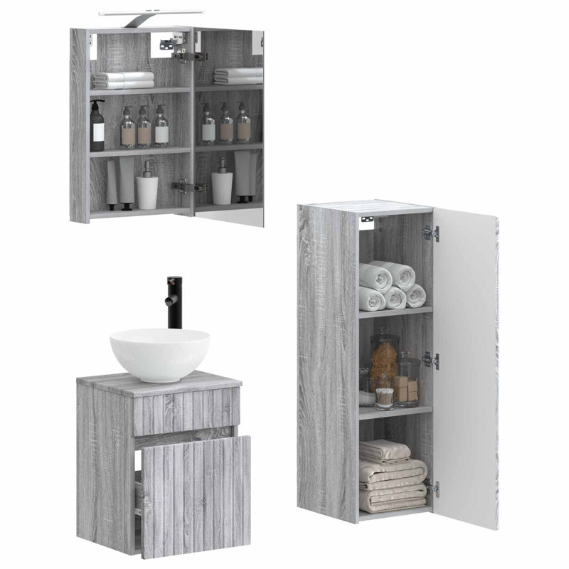 Vanity & Mirror Set, Grey