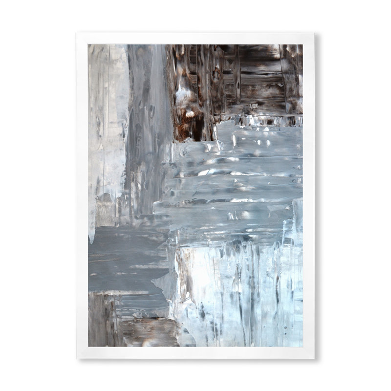 Champs de couleurs dans les tons de gris et de brun - Peinture sur toile, H 36 po x l 24 po x P 1 po, Cadre photo blanc