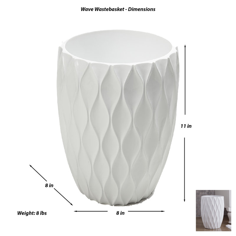 Corbeille ouverte en résine blanche Wave - 1,5 gallons, Blanc