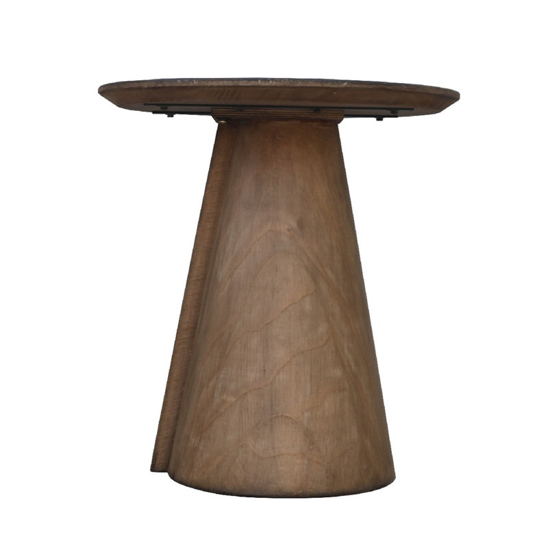 Rela Side End Table, Round Top W Tapered Base, 23.98" H x 21.97" W x 21.97" D, Antique Natural Brown