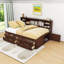 Full Wood Captain Bed with Storage Shelves, 4 Drawers and 2 Cabinets