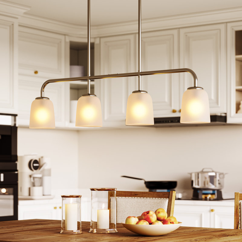 Pendant Lighting For Kitchen Island, 4-Light Pendant Lighting Modern With White Frosted Glass
