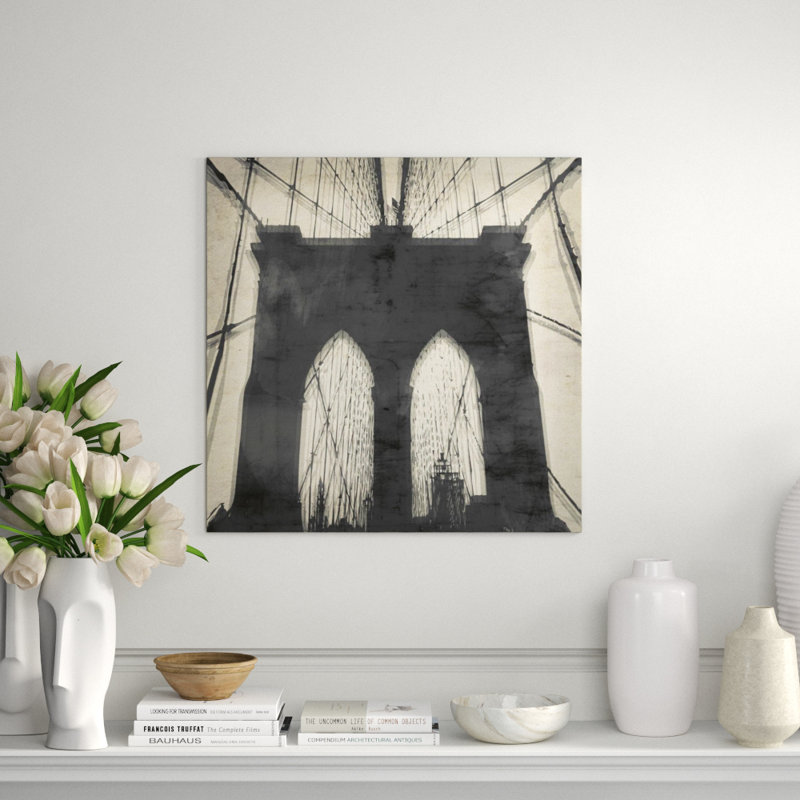 Old Brooklyn Bridge Print by Isabella Burton, 30" H x 30" W, Glass Coat