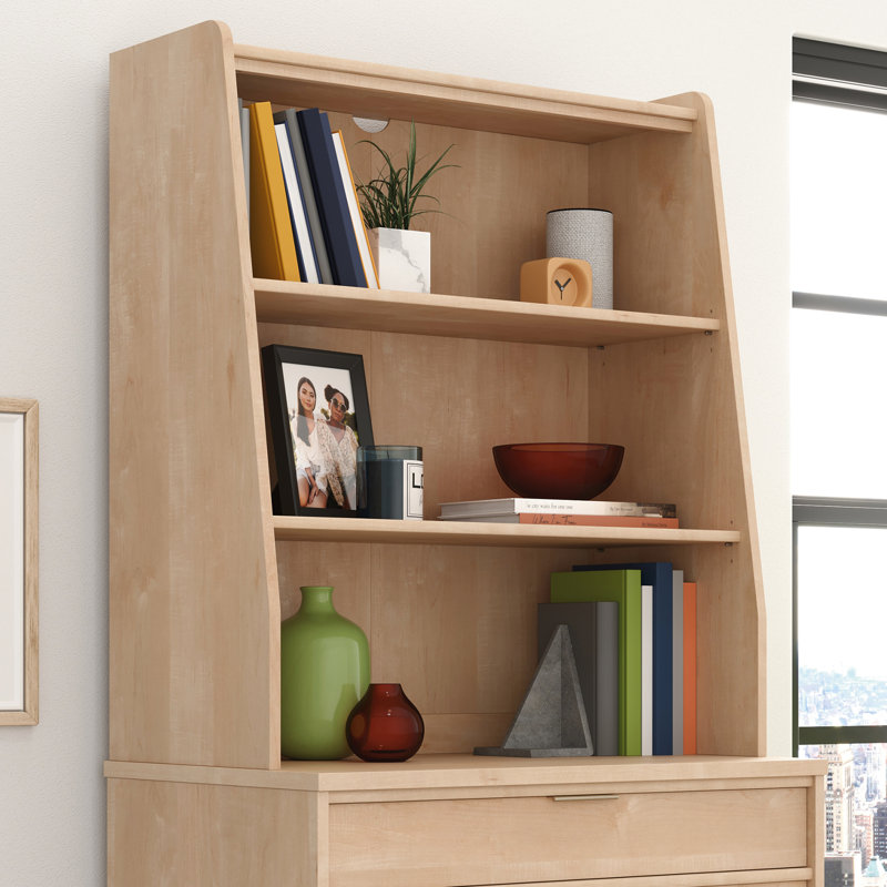Bois d'ingénierie brun moderne Mid-Century, deux tablettes réglables horizontales pour la salle de formation de bureau, arrangement de tablettes à dos fermé, profondeur de 28,71 po, largeur de 14,78 po, hauteur de 33,56 po, lb