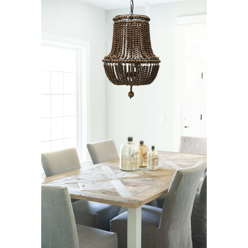 Draped Wood Bead Chandelier, Brown