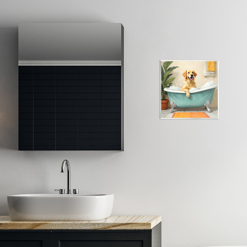 Plaque murale «Bubble Bath Labrador Dog», conception de Kim Allen