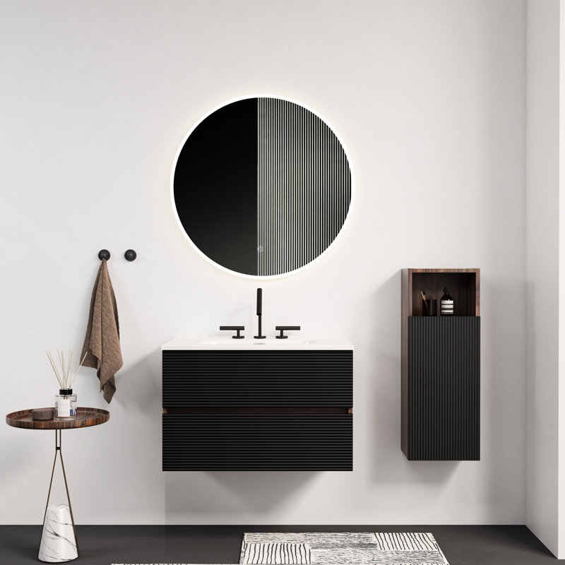 Emilie Single Bathroom Vanity with @Solid + Manufactured Top