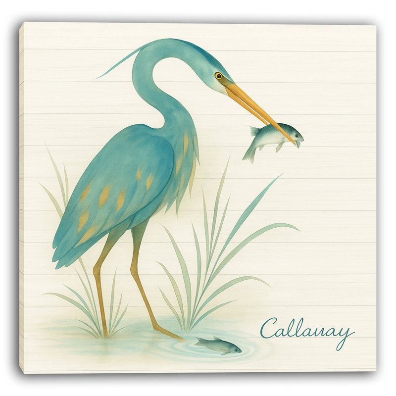 «Blue Heron Coastal Serenity», art mural sur toile