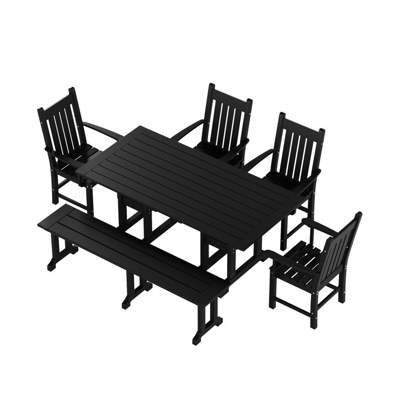 Ensemble de salle à manger de patio pour 70 personnes avec banc Laguna, Noir