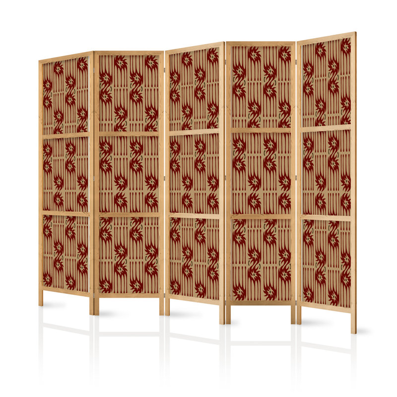 171cm H Solid Wood Folding Room Divider, 171cm H x 225cm W x 1.2cm D, 5
