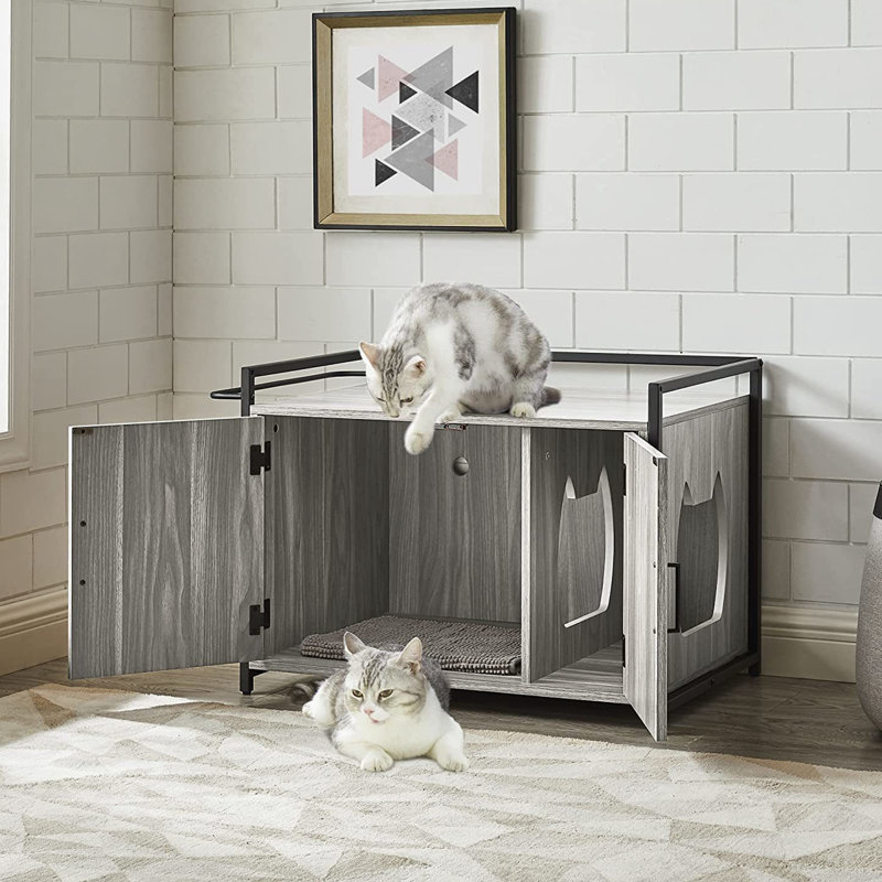 Enceinte de litière en bois, gris