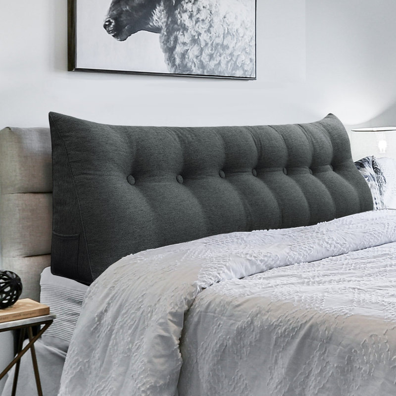 Coussin de tête de lit confortable, Très grand lit, Gris anthracite