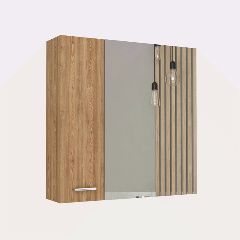 Armoire à pharmacie, quatre tablettes internes, porte simple - pin