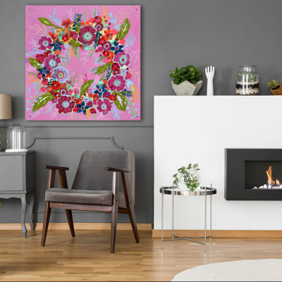 Epic Art 'Spring Wreath'  by Jeri Hauth Acrylic Glass Wall Art, 36" x 36"
