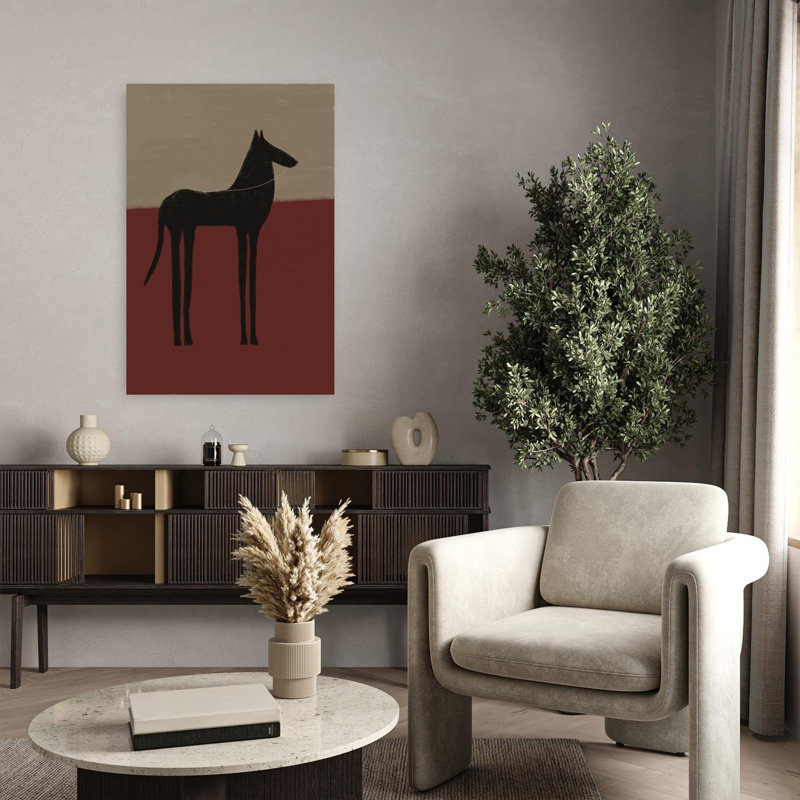 Art abstrait abstrait cheval noir minimaliste