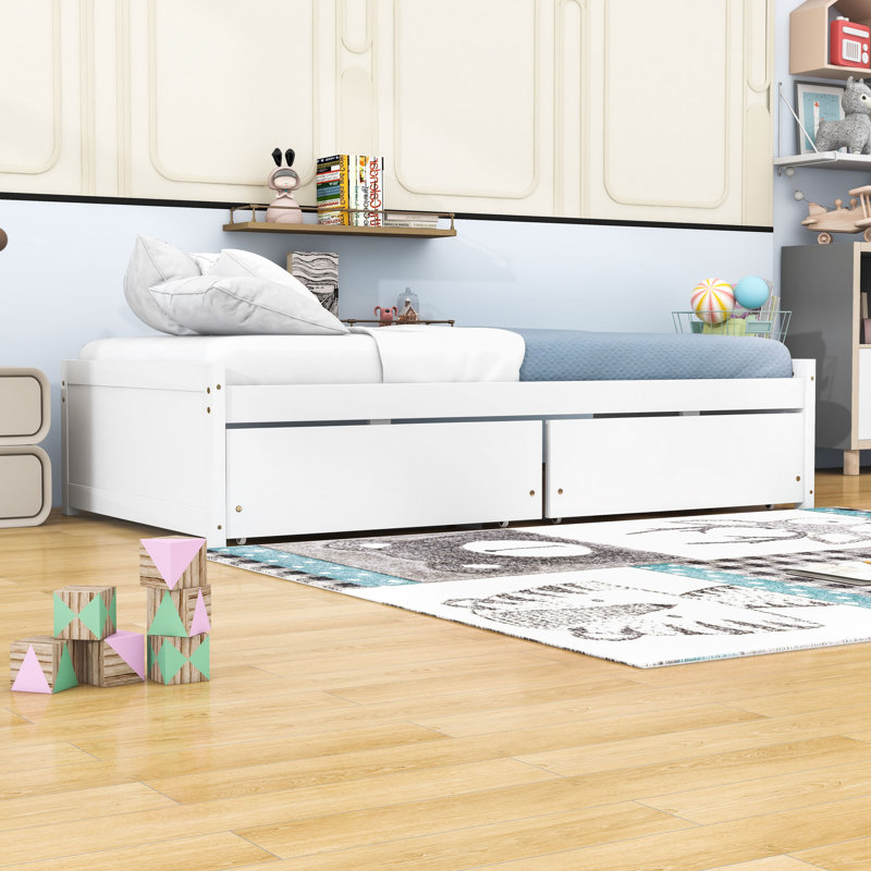 Ekamdeep Twin Size 2 Drawers Platform Bed, White