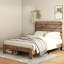 Cadre de lit double, cadre de lit plateforme en bois, silencieux, aucun sommier nécessaire et outil d'assemblage facile, grand rangement sous le lit, brun foncé