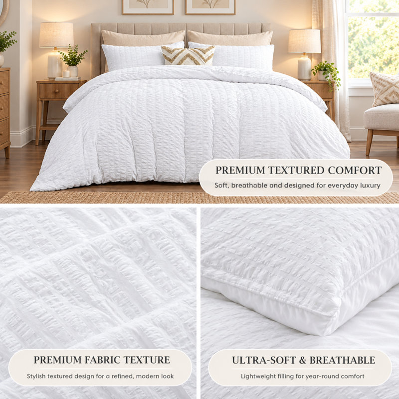 Cotton Blend Solid Colour Duvet Cover Set, King