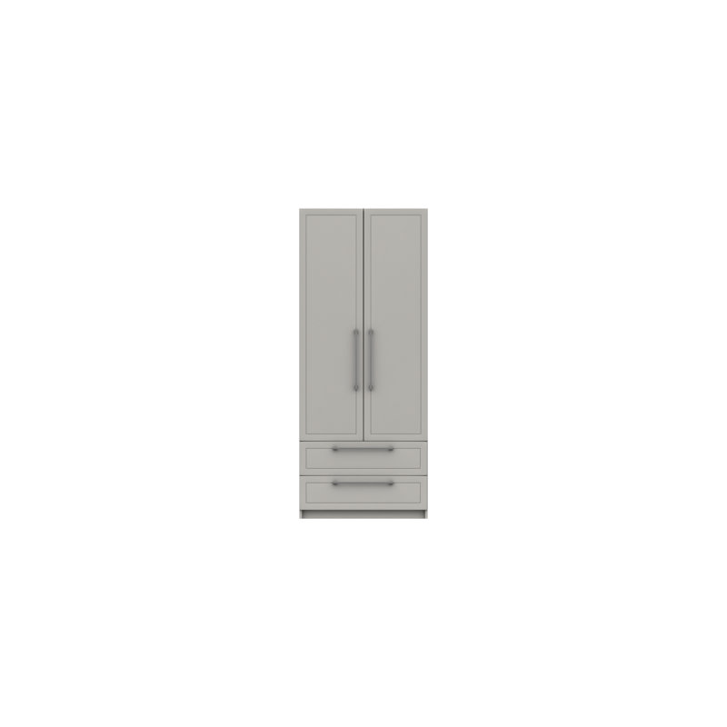 Allenna 2 Door Manufactured Wood Wardrobe, Light Grey Gloss