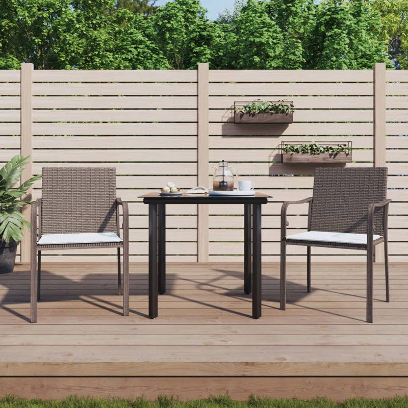 Marreco Patio Dining Set with Square Table, Brown, 2
