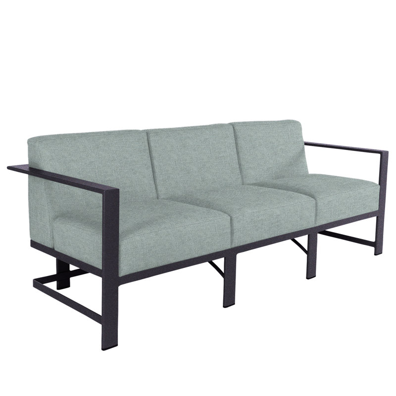 Studio Outdoor 3 - Seat Patio Sofa, Graphite, Flagship Stone Sunbrella®