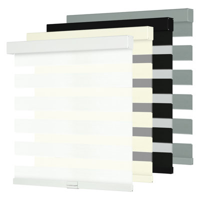  Store à enroulement filtrant la lumière sans cordon à double couche jour et nuit, contrôle de la lumière, facile à installer pour la maison, blanc, l 50 po x H 48 po