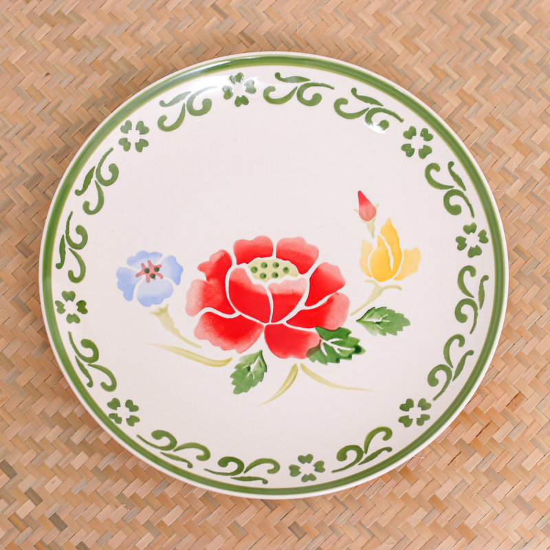 Handmade Earthenware Dinner Plate, Green