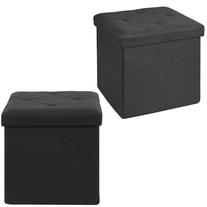 Trautman Upholstered Ottoman, Gray Polyester Blend