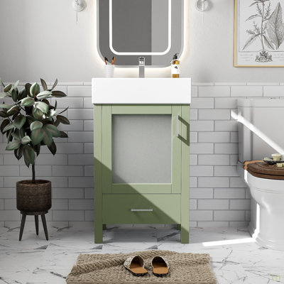 20-Inch Bathroom Vanity With Ceramic Sink And Ample Storage - Ideal For Small Bathrooms