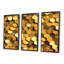 «Golden Honeycomb Wall Texture», ensemble de 3 toiles abstraites encadrées-320437190-320437184
