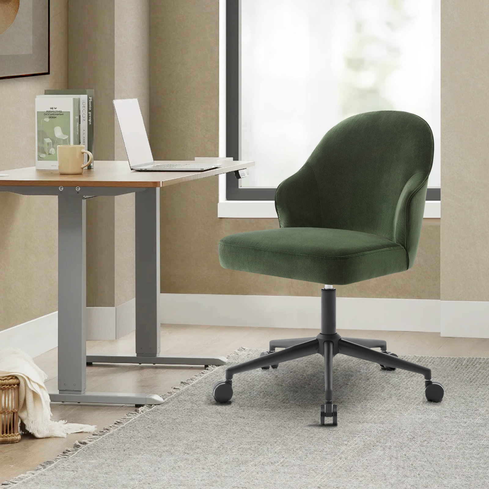 Miller Office Chair, Falkirk Military Green Velvet