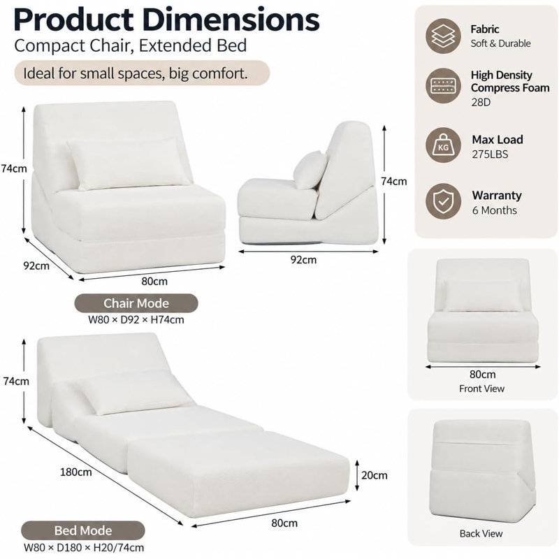 Upholstered Fabric Lounge Chair, White