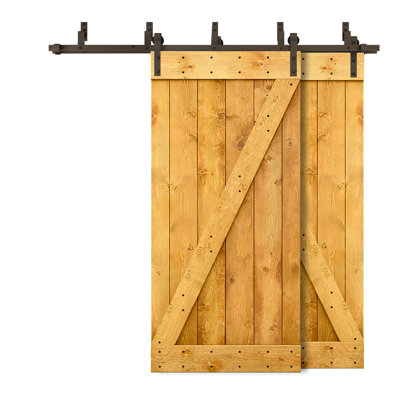 Porte de grange à panneaux et en bois avec quincaillerie d'installation
