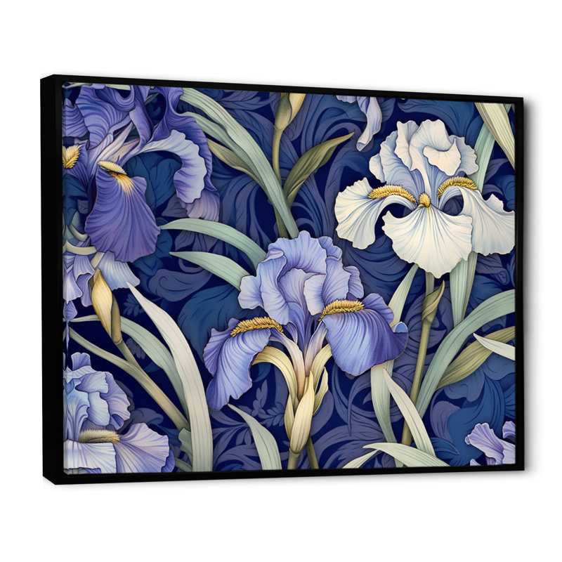 Mauve, vert, iris et impressions II, H 12 po x l 20 po x P 1,5 po, Cadre flottant noir