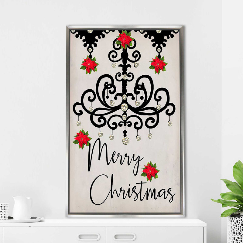 Lustre, Merry Christmas (vertical) par By Jodi - impression, H 63,5 po x l 39,5 po x P 2 po, Cadre flottant argent