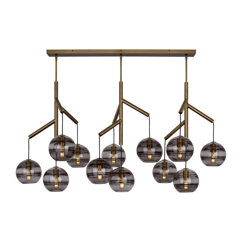 Sedona 12 - Light Chandelier, Aged Brass, Transparent Smoke, Yes