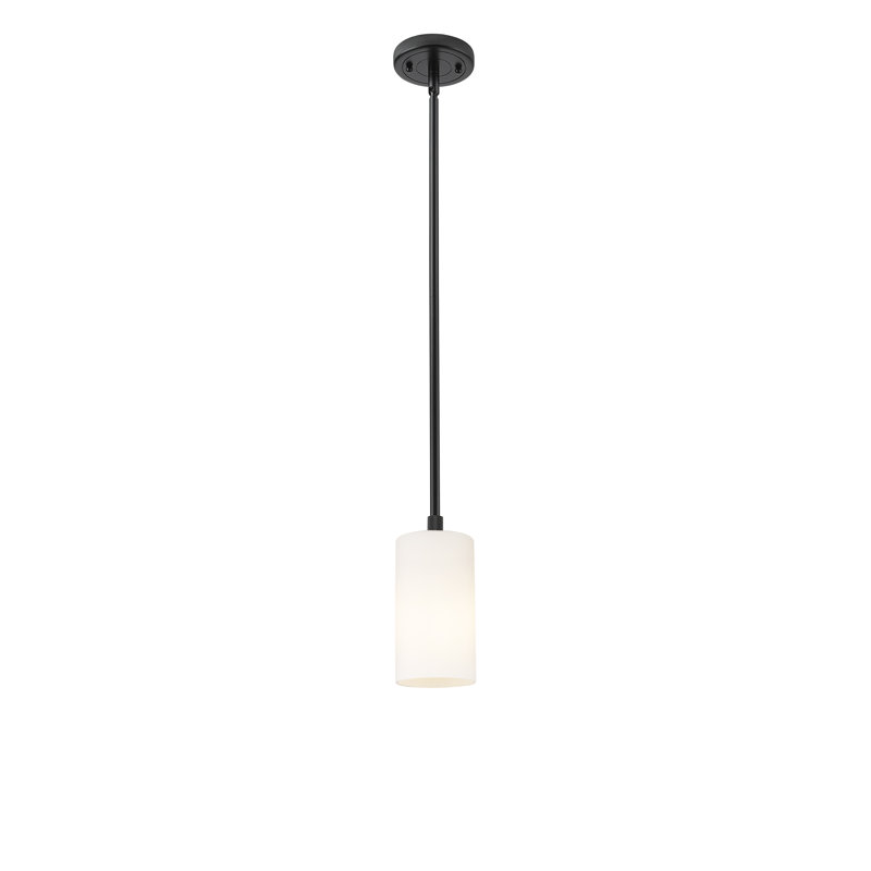 Luminaire suspendu 1 tige Crown Point, Noir mat, Blanc mat, H 8,38 po x l 4,5 po x P 4,5 po