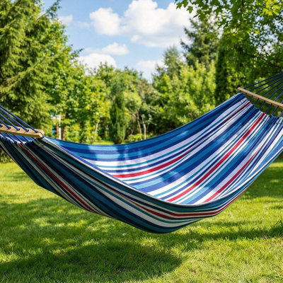 Outdoor Cotton Camping Hammock with Spreader Bars and Tree Straps