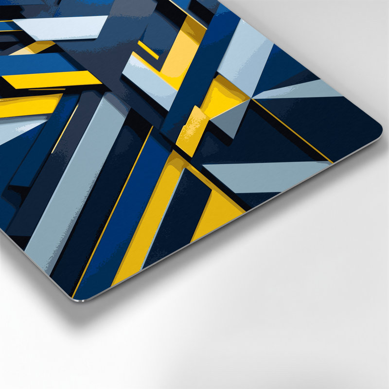 «Geometric Abstraction 17», art mural en métal bleu, H 11 po x l 14 po