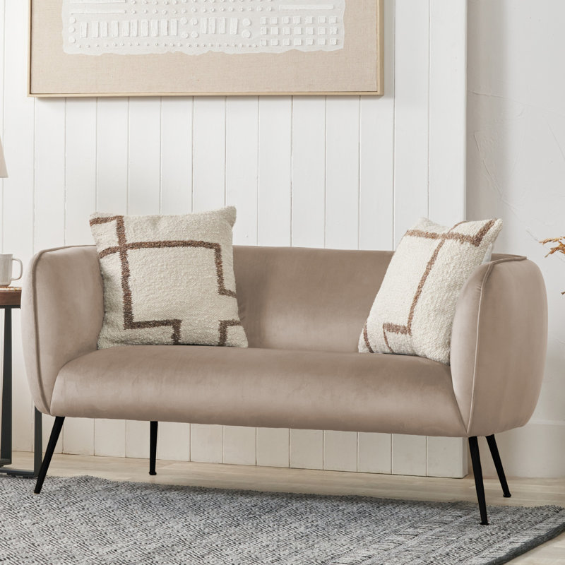 Lucca 2 Seater Velvet Sofa, Biscuit Beige