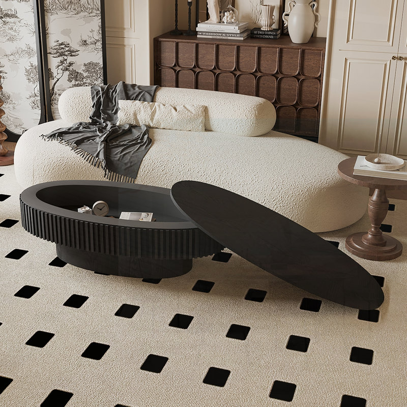 Coffee Table, Coffee Table With Storage, Oval Coffee Table, Modern Coffee Table, Wood Coffee Table, Black
