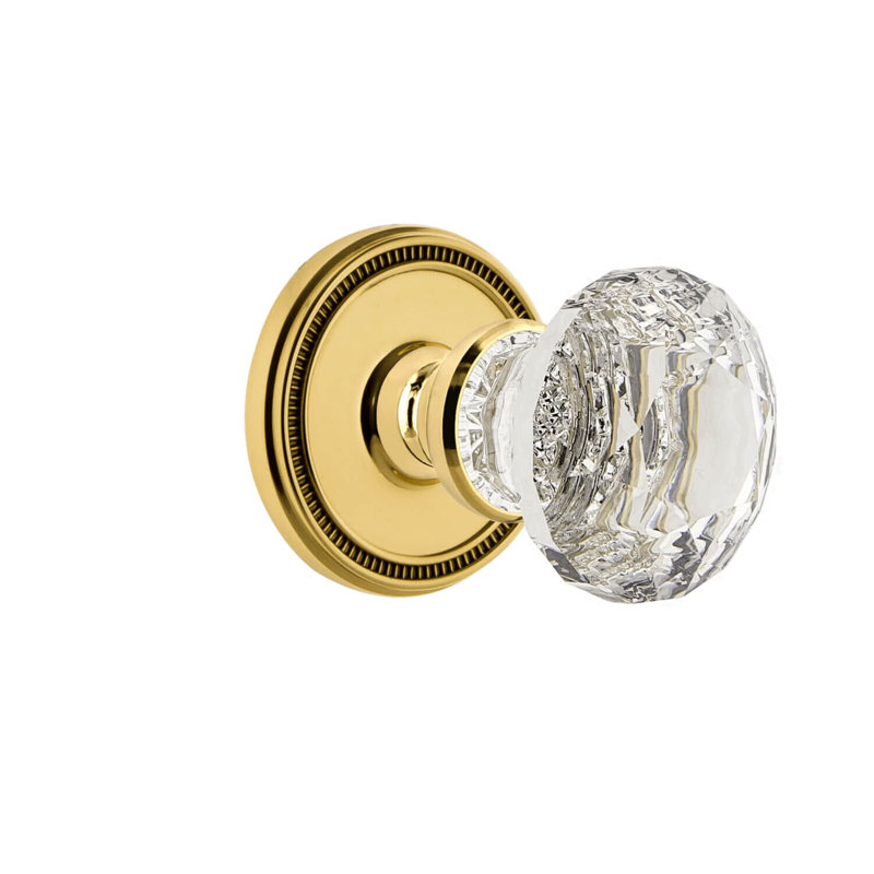 Rosette Grandeur Soleil avec poignée en cristal brillant, 2.75", Laiton éternel