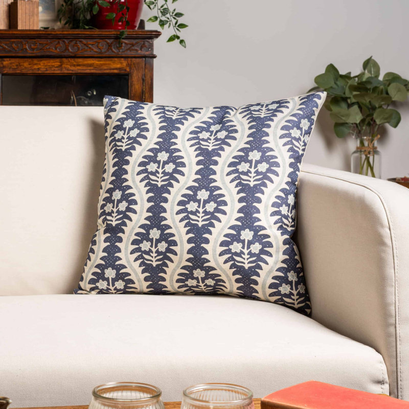 Floral Blue Cushion, 43x43cm, Feather filled