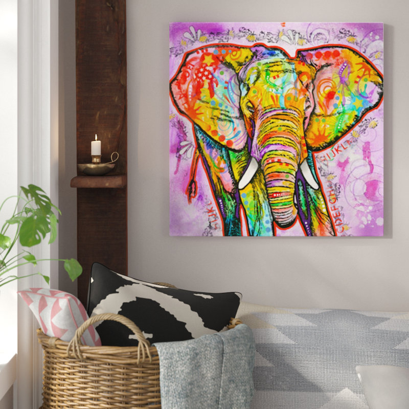 « éléphant »-impression sans cadre sur toile, H 18 po x l 18 po x P 1,5 po